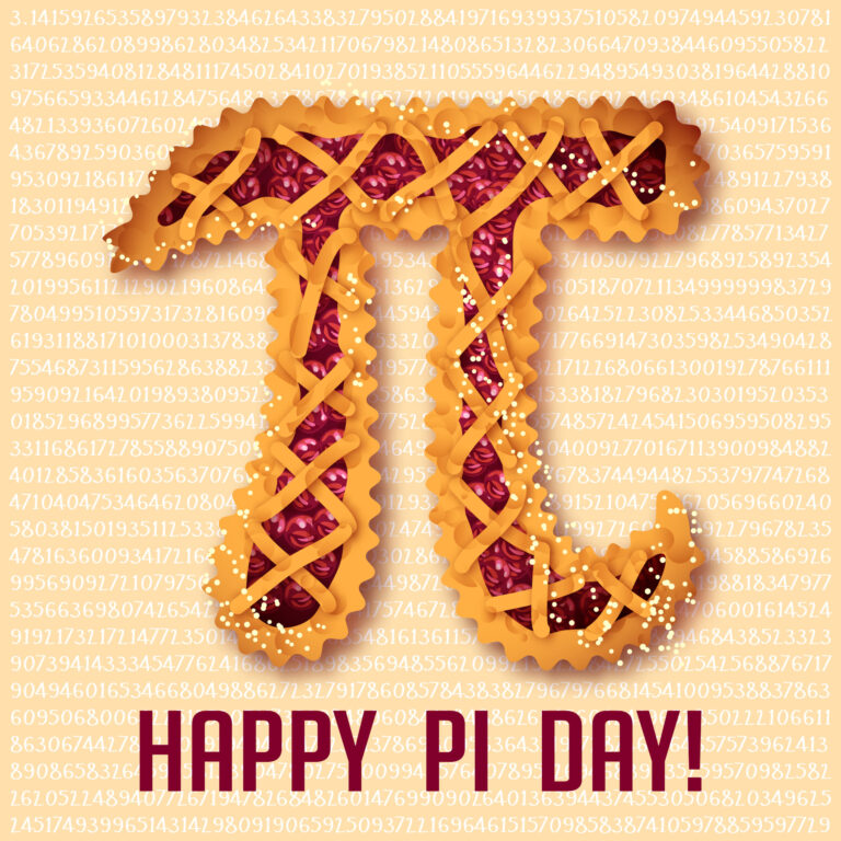 Happy Pi Day! Celebrate Pi Day. Mathematical constant. March 14th (3/14). Ratio of a circle’s circumference to its diameter. Constant number Pi. Cherry pie
