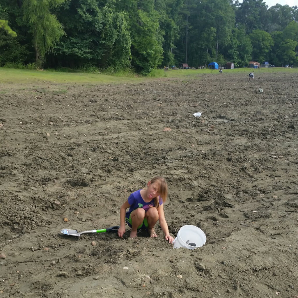 Kat digging for diamonds at Crater of Diamonds State Park