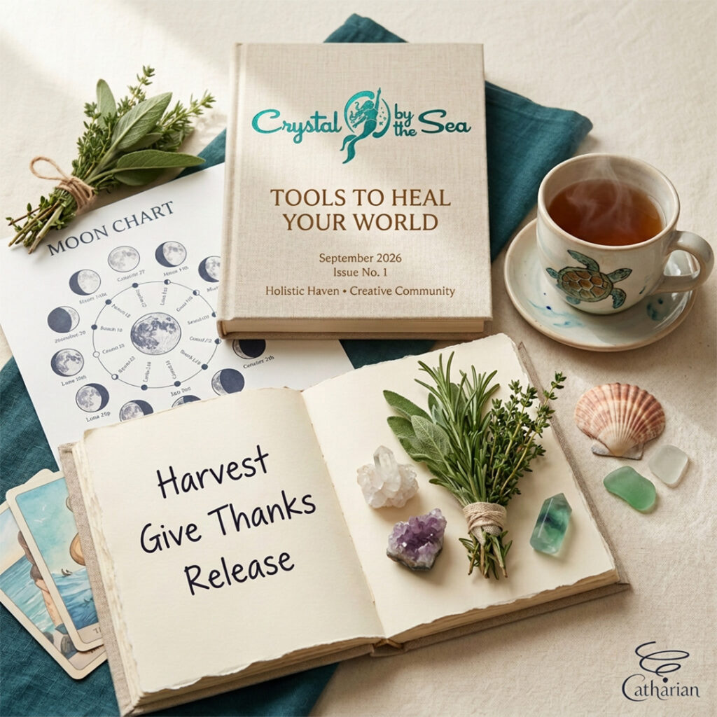 September 2026 Tools to Heal Your World issue featuring herbs, tea, crystals and coastal elements